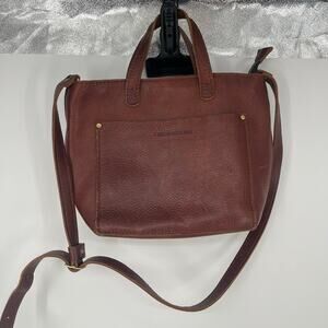 Portland Leather Goods Mini Crossbody Zip Tote Bag Brown Nutmeg